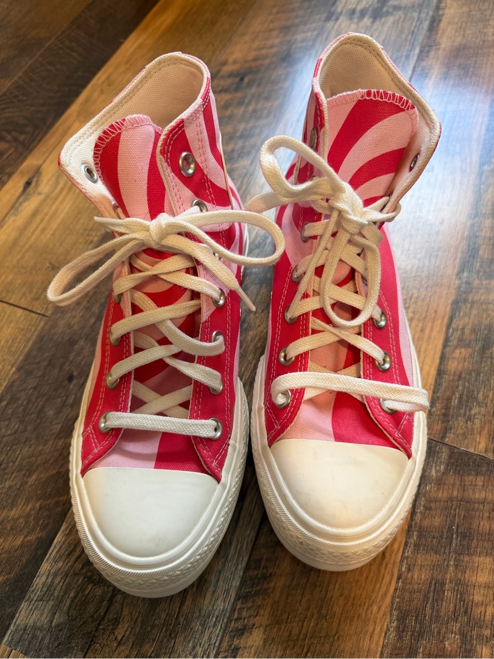 Converse Pink Stripe High-Top Canvas Sneakers